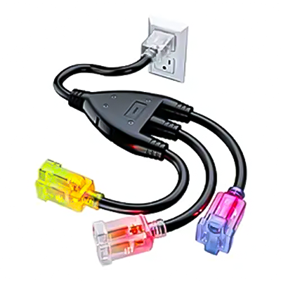 LA074WA 16/3 SJTW 3 Direction 1.5 Feet 1 to 3 Outlet Splitter Cord 3 Outlet Power Extension Cord Splitter Outlet Saver