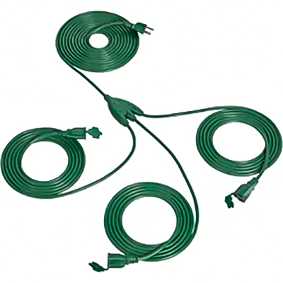 LA074WA 16/3 SJTW 45FT 1 to 3 Plug Splitter Outdoor Extension Cord with Multiple Outlets for Landscape Christmas Lights