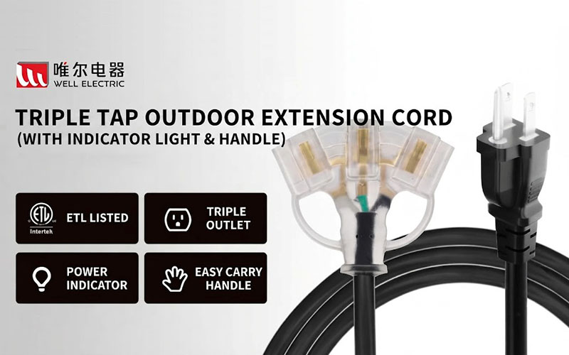 Power More Tools with Confidence ETL Listed 3 Outlet Heavy Duty Extension Cord